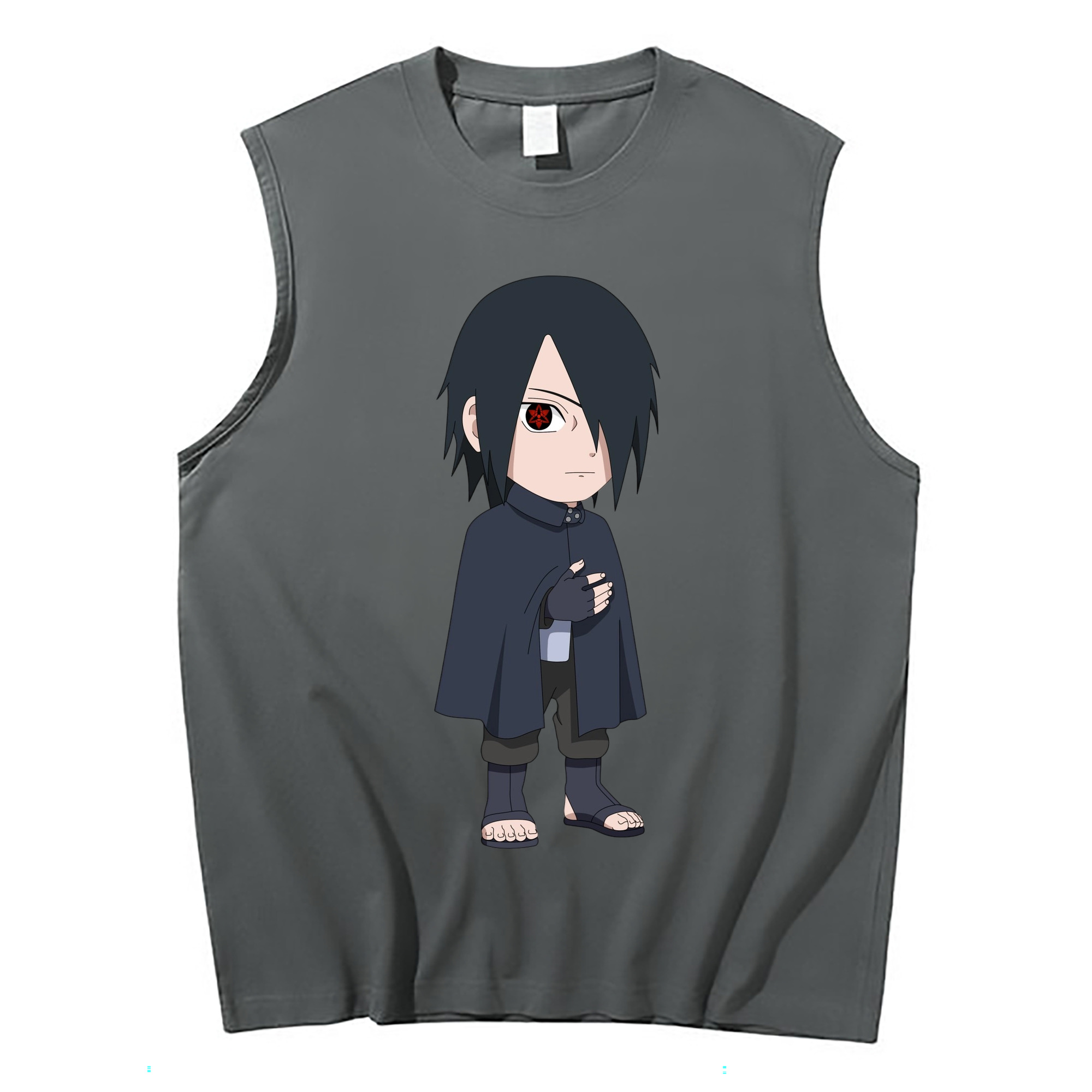 （画像用） NARUTO -ナルト- うちは サスケ Uchiha Sasuke コットン100％タンクトップ（フロントプリント）